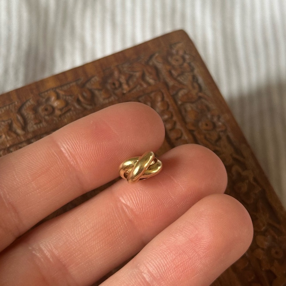 14k Solid Yellow Gold Trinity Bead Pendant Spacer